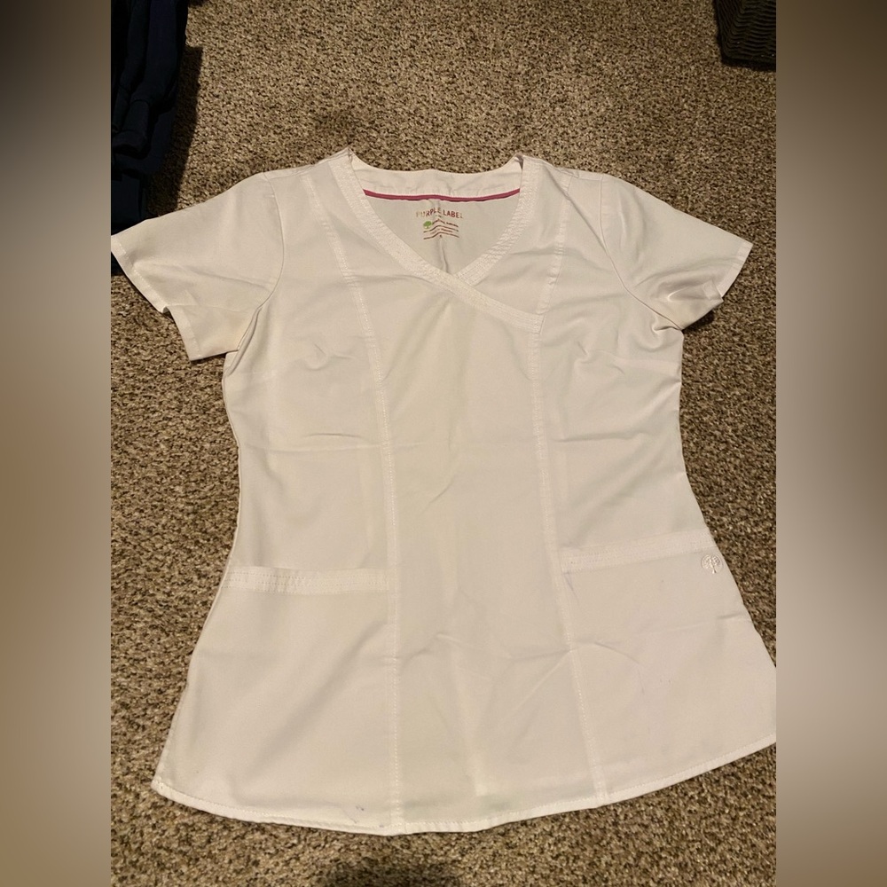Healing hands purple label scrub top white XS